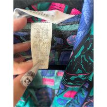 Load image into Gallery viewer, Vintage 80s Vibrant Teal & Purple Printed Oversized Blazer with Satin Cuffs