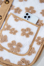 Load image into Gallery viewer, Light French Beige Cute Flower Pattern Button Up Fleece Jacket