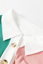 Cargar imagen en el visor de la galería, Pink Colorblock Ribbed Collared Oversized Sweatshirt