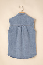 Load image into Gallery viewer, Beau Blue Denim Flap Pocket Curved Hem Shirt Vest