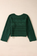 Load image into Gallery viewer, Blackish Green Hollow-out Cable Knit Cropped Sweater