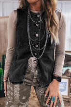 Cargar imagen en el visor de la galería, Myosotis Buttoned Front Slit Denim Vest