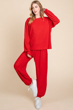 Load image into Gallery viewer, Super Lady Full Size Crinkle Check Round Neck Top and Pants Lounge Set