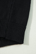 Cargar imagen en el visor de la galería, Black Floral Print Knitted Open Front Loose Cardigan