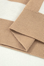 Load image into Gallery viewer, Light French Beige Checkered Pattern Loose Drop Shoulder Half Sleeve Sweater