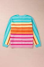 Load image into Gallery viewer, Yellow Stripe Gradient Striped Ribbed Edge Loose Sweater