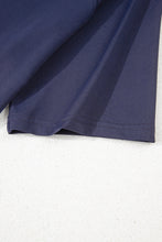 Load image into Gallery viewer, Navy Blue Raw Hem Loose Tee and Wide Leg Pants Set