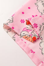 Cargar imagen en el visor de la galería, Pink Santa Claus Snowflake Long Sleeve Shirt Christmas Pajama Set