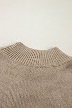 Load image into Gallery viewer, Dark Khaki Plus Size Big Flower Pattern High Neck Drop Shoulder Sweater