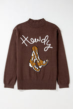 Load image into Gallery viewer, Coffee Western Howdy Boot Graphic High Neck Sweater