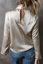 Load image into Gallery viewer, Jet Stream Satin Cross Front Slit Back Blouse