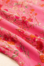 Cargar imagen en el visor de la galería, Rose Red Floral Print Wide Short Sleeve Loose Shirt