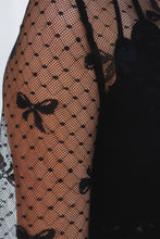 Load image into Gallery viewer, Black Bow Pattern Accent Mesh Long Sleeve Top