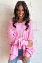 Load image into Gallery viewer, Bonbon Waffle Knit Exposed Seam High Low Top