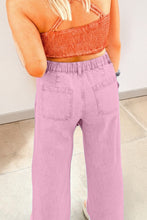 Cargar imagen en el visor de la galería, Pink Beaded Side Detail Split Loose Jeans