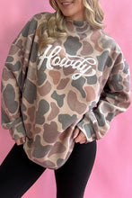 Cargar imagen en el visor de la galería, Multicolour Camo Print Howdy Western Style Baggy Pullover Sweatshirt