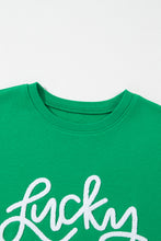 Load image into Gallery viewer, Green LUCKY Aphabet Chenille Embroidered Pullover Sweatshirt