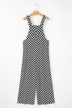 Load image into Gallery viewer, Black Checkered Print Pocketed Wide Leg Jumpsuit