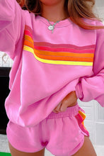 Load image into Gallery viewer, Bonbon Striped Accent Pullover and Shorts Two Piece Casual Set