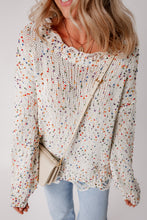 Load image into Gallery viewer, White Colorful Confetti Distressed Knit Sweater