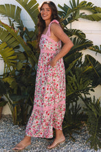 Cargar imagen en el visor de la galería, Pink Floral Lace Tied Strap Empire Waist Maxi Dress