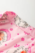 Cargar imagen en el visor de la galería, Pink Santa Claus Snowflake Long Sleeve Shirt Christmas Pajama Set