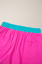 Cargar imagen en el visor de la galería, Rose Red Contrast Trim Cap Sleeve Tee Shorts Set