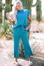 Load image into Gallery viewer, Skobeloff Ruffled Sleeve Summer Top and Cropped Loose Pants Set