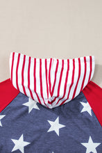 Load image into Gallery viewer, Fiery Red Stars and Stripes Print Drawstring Hooded T Shirt