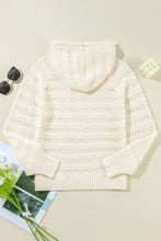 Load image into Gallery viewer, White Pointelle Knit Raglan Sleeve Hooded Sweater