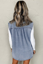 Load image into Gallery viewer, Beau Blue Denim Flap Pocket Curved Hem Shirt Vest