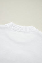 Load image into Gallery viewer, White Touchdown Tinsel Puff Short Sleeve Crew Neck Sweater
