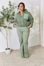 Load image into Gallery viewer, Heimish Full Size Zip Up Collared Olive Pull Over Neck Jacket