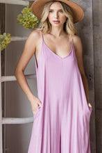 Load image into Gallery viewer, Veveret Pocketed Spaghetti Strap V-Neck Wide Leg Jumpsuit