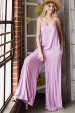 Load image into Gallery viewer, Veveret Pocketed Spaghetti Strap V-Neck Wide Leg Jumpsuit