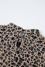 Load image into Gallery viewer, Khaki Animal Print Ruffle Sleeve Back Button Top
