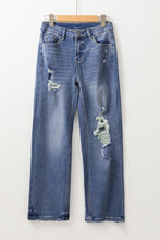 Load image into Gallery viewer, Ashleigh Blue Distressed Raw Hem Straight Leg High Waist Jeans
