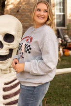 Load image into Gallery viewer, Light Grey Creep It Real Ghost Print Plus Size Sweatshirt
