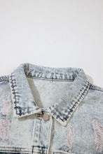 Load image into Gallery viewer, Beau Blue Light Wash Buttoned Chest Pocket Puff Sleeve Denim Jacket
