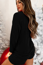 Load image into Gallery viewer, Black Corded MERRY Graphic Long Sleeve Top and Shorts Set
