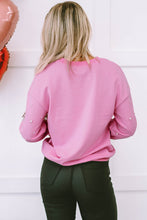 Load image into Gallery viewer, Baby Pink Pearl Detail Ribbed Crew Neck Sweatshirt
