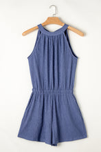 Load image into Gallery viewer, Bluing Knot Back High Neck Crinkle Textured Romper
