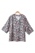 Load image into Gallery viewer, Brown Leopard Print V Neck Batwing Sleeve Plus Size Top
