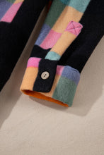 Cargar imagen en el visor de la galería, Multicolour Plaid Color Block Flap Pocket Buttoned Hoodie
