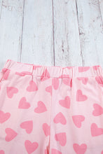 Cargar imagen en el visor de la galería, Pink Valentine Heart Shape Print Long Sleeve Top Shorts Lounge Set
