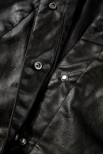 Load image into Gallery viewer, Black Faux Leather Buttoned Front Boxy Jacket
