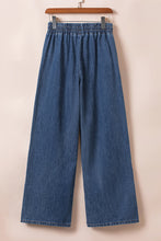 Load image into Gallery viewer, Dark Blue Drawstring Elastic Waist Wide Leg Jeans
