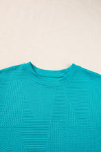 Load image into Gallery viewer, Teal Textured Ruffle Split Top and Drawstring Shorts
