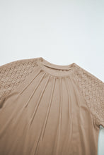 Load image into Gallery viewer, Pale Khaki Seamed Detail Contrast Lace Raglan Sleeve Tee
