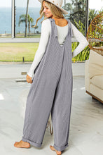 Load image into Gallery viewer, Dark Grey Corded Tie Straps V Neck Wide Leg Jumpsuit
